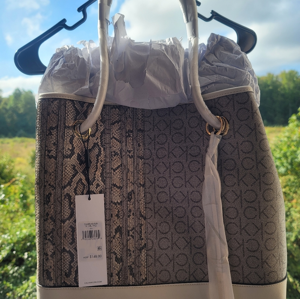 Calvin Klein Snake Skin Monogram Tote